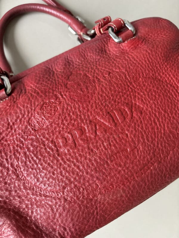 Prada Red Leather Boston - Image 2