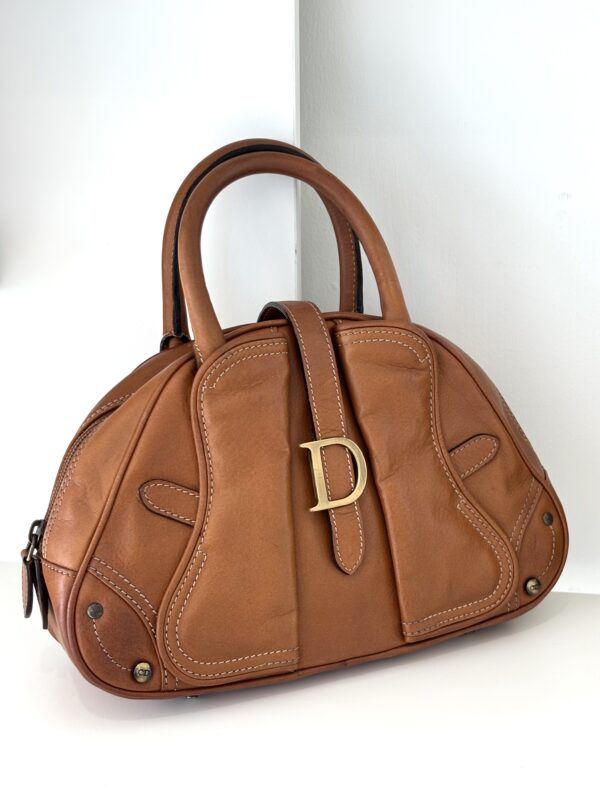 Dior Mini Double Saddle Bowler Brown
