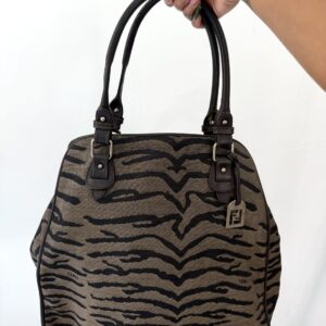 Fendi Vintage Leather-Trimmed Zebra Print